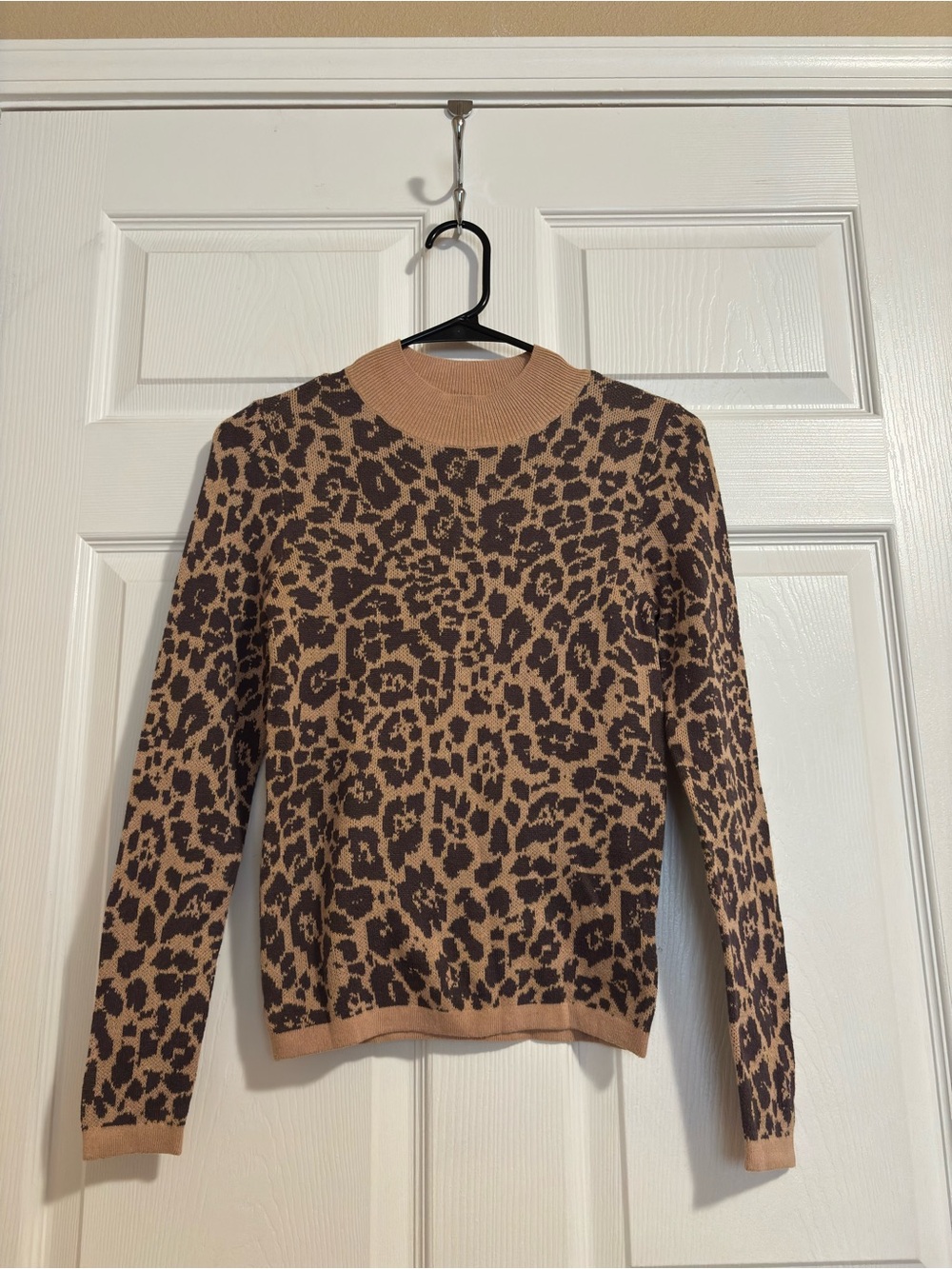 Express Leopard Print Turtleneck Sweater - Tan/Brown